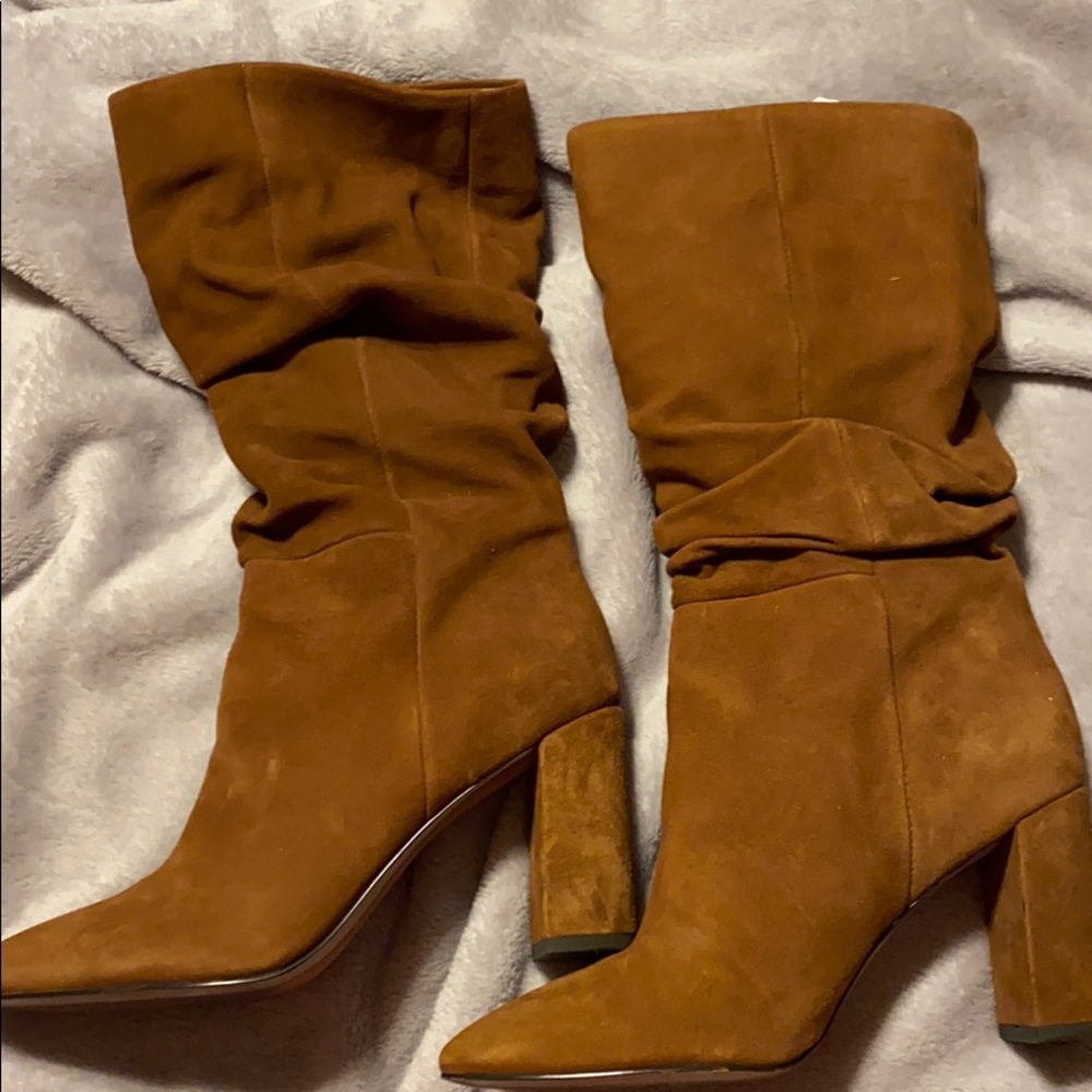 Brown Suede slouch boots
